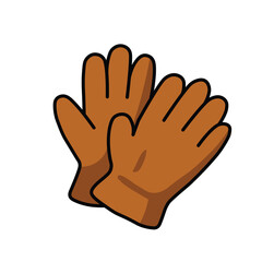 Illustration Vector Graphic Cartoon of a Brown Safety Gloves