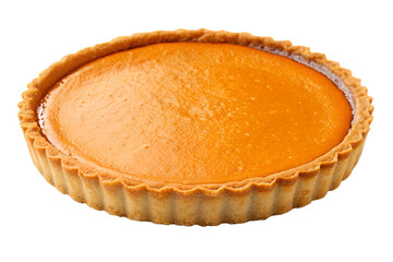 Fresh homemade pumpkin pie isolated on transparent background