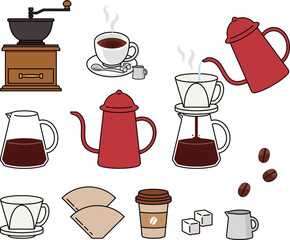 色々なコーヒーのイラストセット