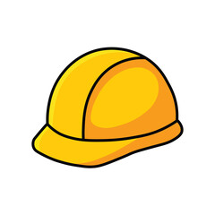 Illustration Vector Graphic Cartoon of a Yellow Construction Safety Helmet