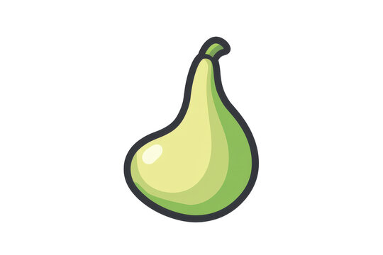 Illustration of a light green pear shaped fruit isolated on transparent background. Simple pointed gourd icon with a smooth outline and minimal texture isolated on white background.