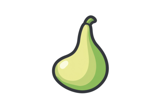 Illustration of a light green pear shaped fruit isolated on transparent background. Simple pointed gourd icon with a smooth outline and minimal texture isolated on white background. - Powered by Adobe