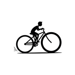Fototapeta premium Silhouette of a person riding a bicycle vector line art