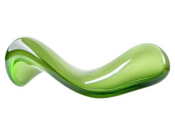 Elegant green glass wave bowl isolated on transparent background. Abstract green curve isolated on white background.