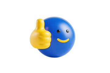 3D rendered emoticon with a thumbs-up gesture