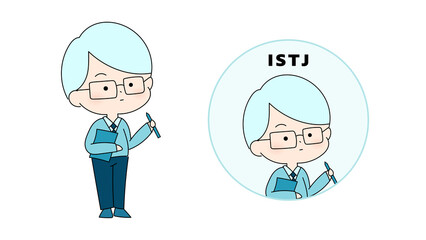 ISTJ MBTI type Character. Flat cute illustration