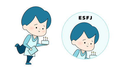 ESFJ MBTI type Character. Flat cute illustration