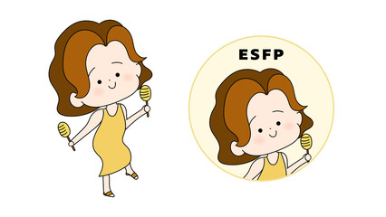 ESFP MBTI type Character. Flat cute illustration