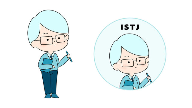 ISTJ MBTI type Character. Flat cute illustration