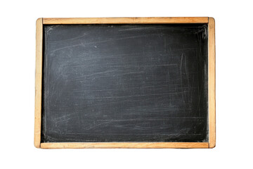 Old wooden framed chalkboard isolated on transparent background. Blank clean blackboard isolated on white background.