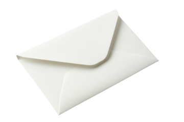 White envelope isolated on transparent background. Blank paper and a blank white envelope lay isolated on white background.