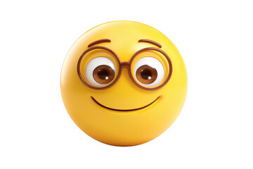Smiling emoticon with glasses.  Round yellow face