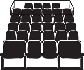 Naklejka premium Stadium Seat Silhouette, Black Vector Illustration Design