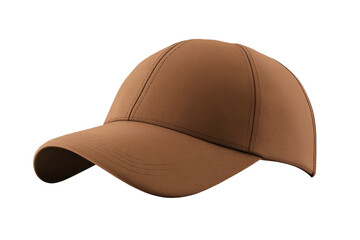 Fototapeta premium Brown corduroy baseball cap isolated on transparent background. Brown baseball cap mockup isolated on white background.
