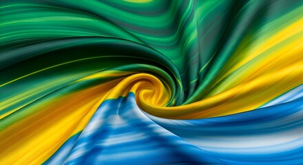 Silky Abstract: Green, Yellow, and Blue Waves of the Brazilian Flag - Brazil Independence Day