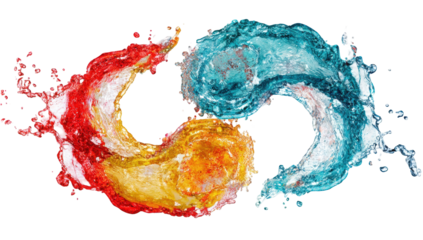 Abstract yin-yang design of fire and water