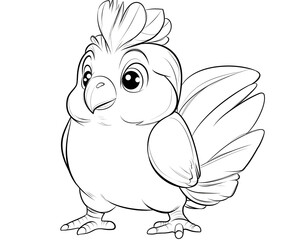 Fototapeta premium Coloring for children and adults, coloring of the animal world, parrot.