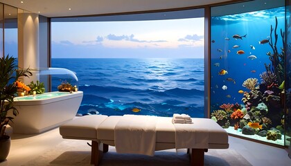 Obraz na płótnie Canvas Luxurious oceanfront spa with underwater view