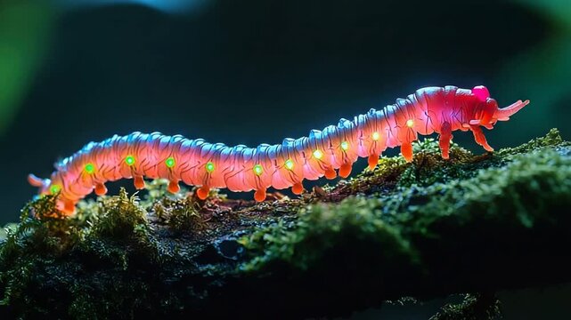 bioluminescen railroad worm jungle night close-up video