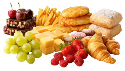 Assorted food items displayed