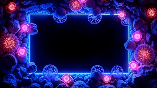amp assume Bioluminescent moulding shot radiant same bass ocean animation expatiate and undertake rhythmically, ring aside twisting revolve of glowing magenta and purple spicy that beat