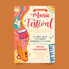 Music party festival in creative style with modern shape template design