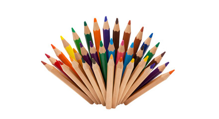 Assorted colored pencils radiate on black. Back to school, learning concept, educational, art projects.