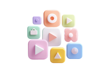 Colorful 3D icons clustered