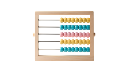 Colorful abacus with wooden frame stands on a black background. Use for educational resources, poster designs, and teaching material.