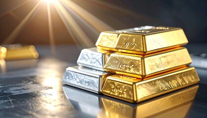 Shiny Gold Bars Stacked Together Representing Wealth and Precious Assets