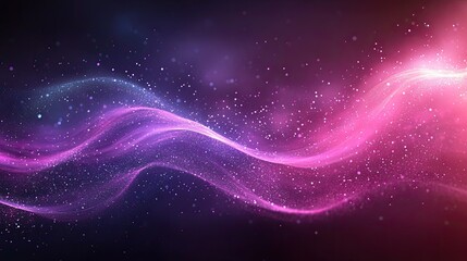 Obraz premium Abstract Purple Pink Wave With Sparkling Particles