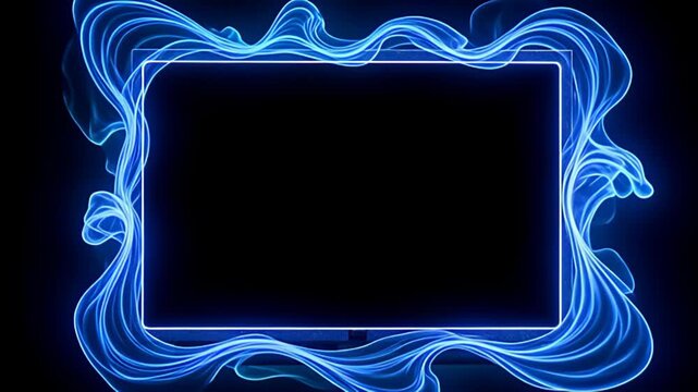 Conjure the image of a Retro television Border Frame flickering with static, enveloped in lively swirls of emerald green and sapphire blue, as they dance cheerfully, creating a stunning