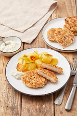 Kohlrabi schnitzel with nut crust