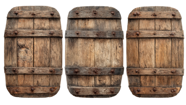 Three weathered wooden panels