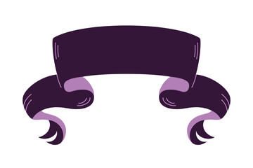 Dark festive ribbon banner for Halloween with ragged spooky edges and rustic textile effect. Perfect for invitations, posters, creepy party decor, autumn holiday design. Flat vector illustration.