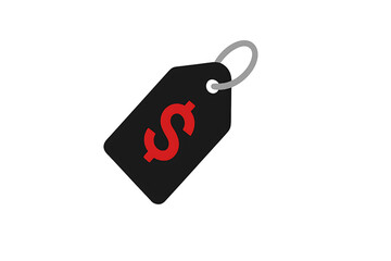 Vector  of ticket or sticker or tag with dollar sign. Symbol of discount, sale. Icon of sales
