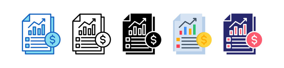 Sales Report Multiple Style Icon Set Collection. 