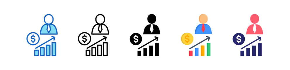 Sales Manager Multiple Style Icon Set Collection. 