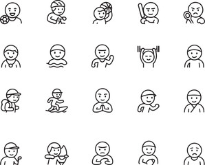 Collection of hand drawn doodle icons representing diverse human emotions and activities in a simple sketch style