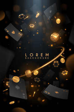 Black and gold casino elements background