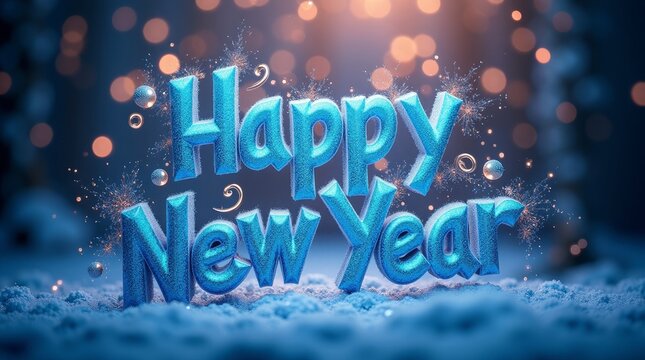 Festive blue text celebration with sparkling lights new year