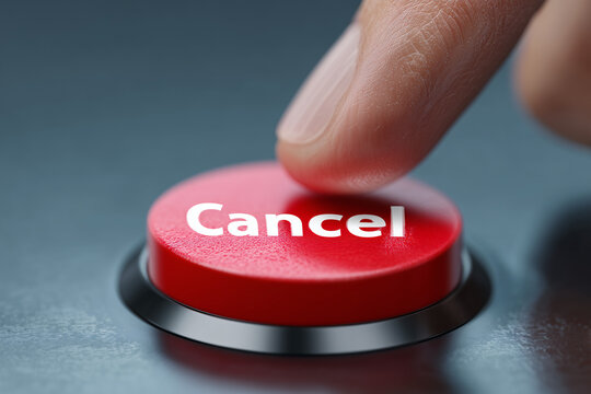 Close up view of a finger pressing the cancel button