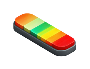 Colorful rectangular button in 3D isometric style