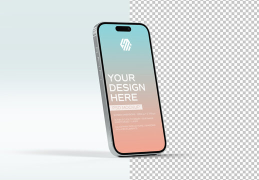 Isolated Mobile Phone With Shadows Mockup