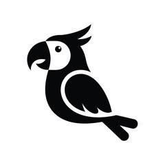 Vector illustration of black parrot illustration in cartoon style