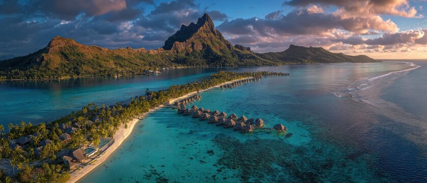 Tranquil Turquoise Tropical Lagoon in Bora Bora