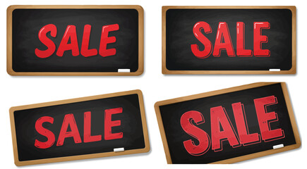 Collection of sale sign chalkboard vector for promotional offer illustrations