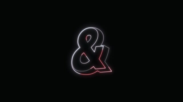  Ampersand Neon Text Seamless Loop 4K with Black Background Animated Promotional Typography for Video Editing