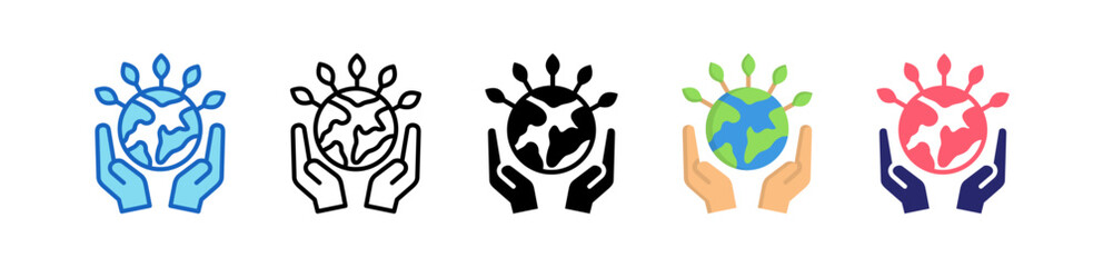 World Multiple Style Icon Set Collection. 