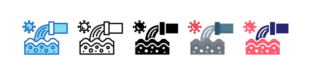 Contamination Multiple Style Icon Set Collection. 